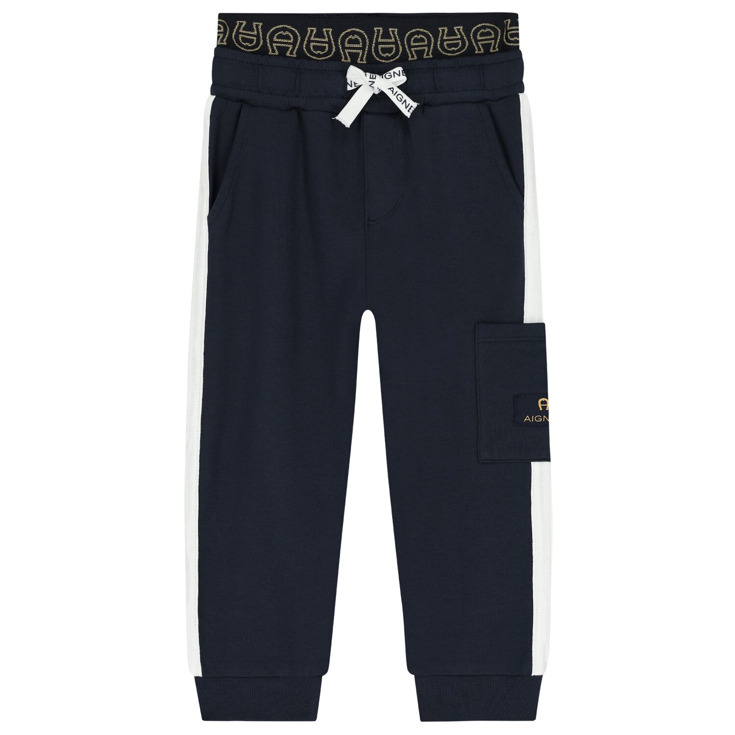 Younger Boys Navy Blue Logo Joggers, 1, hi-res image number null