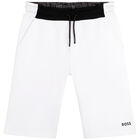 Boys White Logo Shorts, 1, hi-res