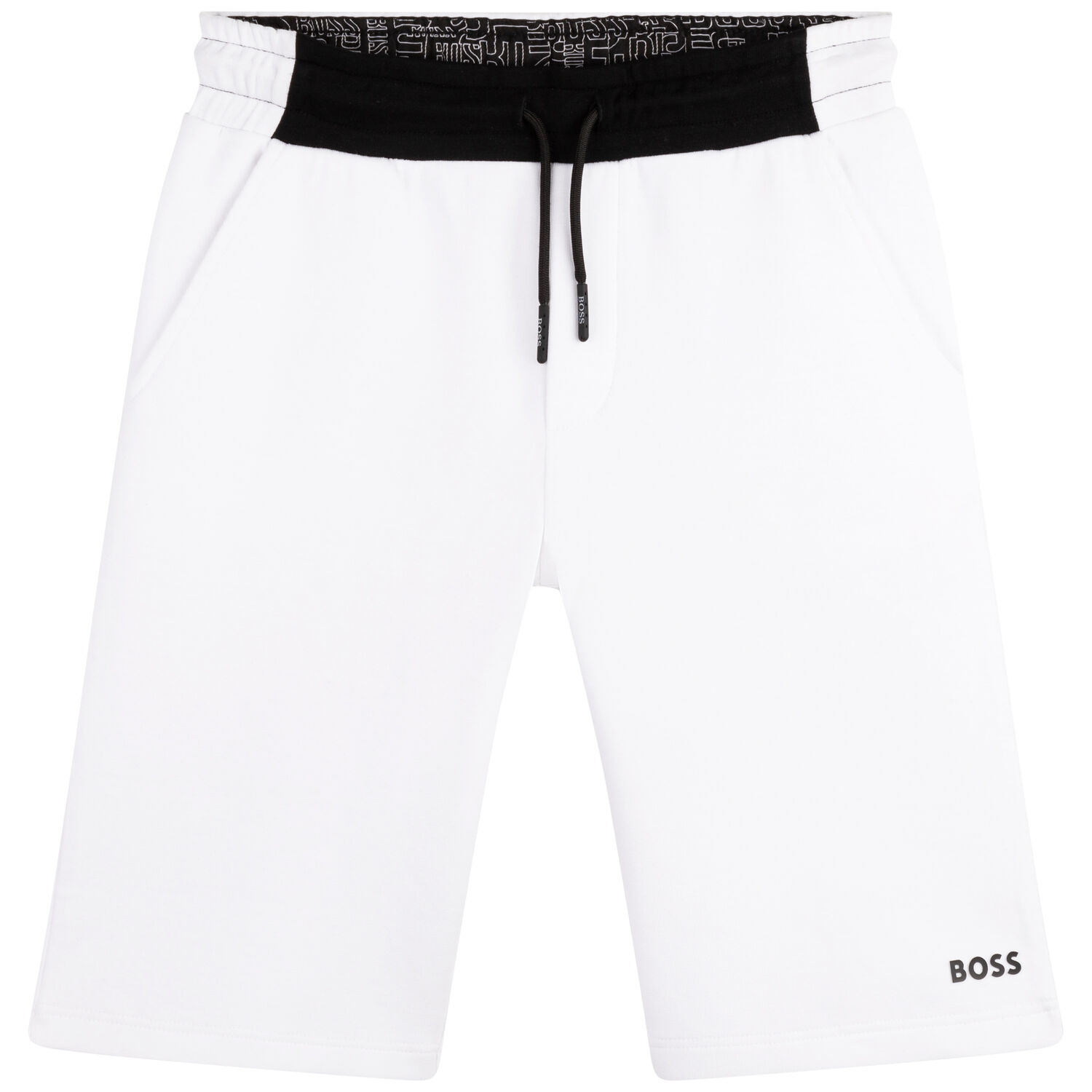 Boys White Logo Shorts, 1, hi-res