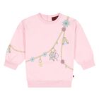 Younger Girls Pink & Gold Chain Logo Sweatshirt, 1, hi-res
