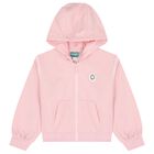 Girls Pink Bokeh Flower Logo Hooded Zip Up Top, 1, hi-res