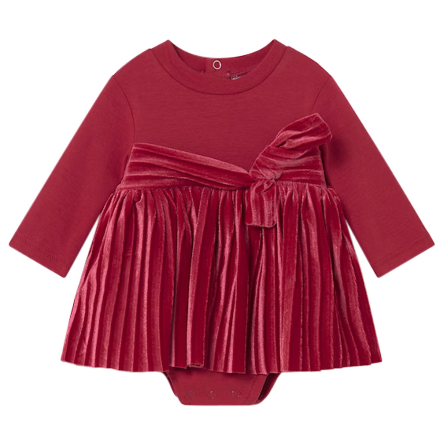Baby Girls Red Bow Bodysuit Dress, 2, hi-res