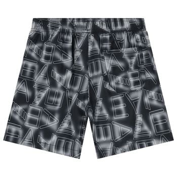 Boys Grey & White Logo Swim Shorts