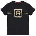 Boys Black & Gold Logo T-Shirt, 2, hi-res