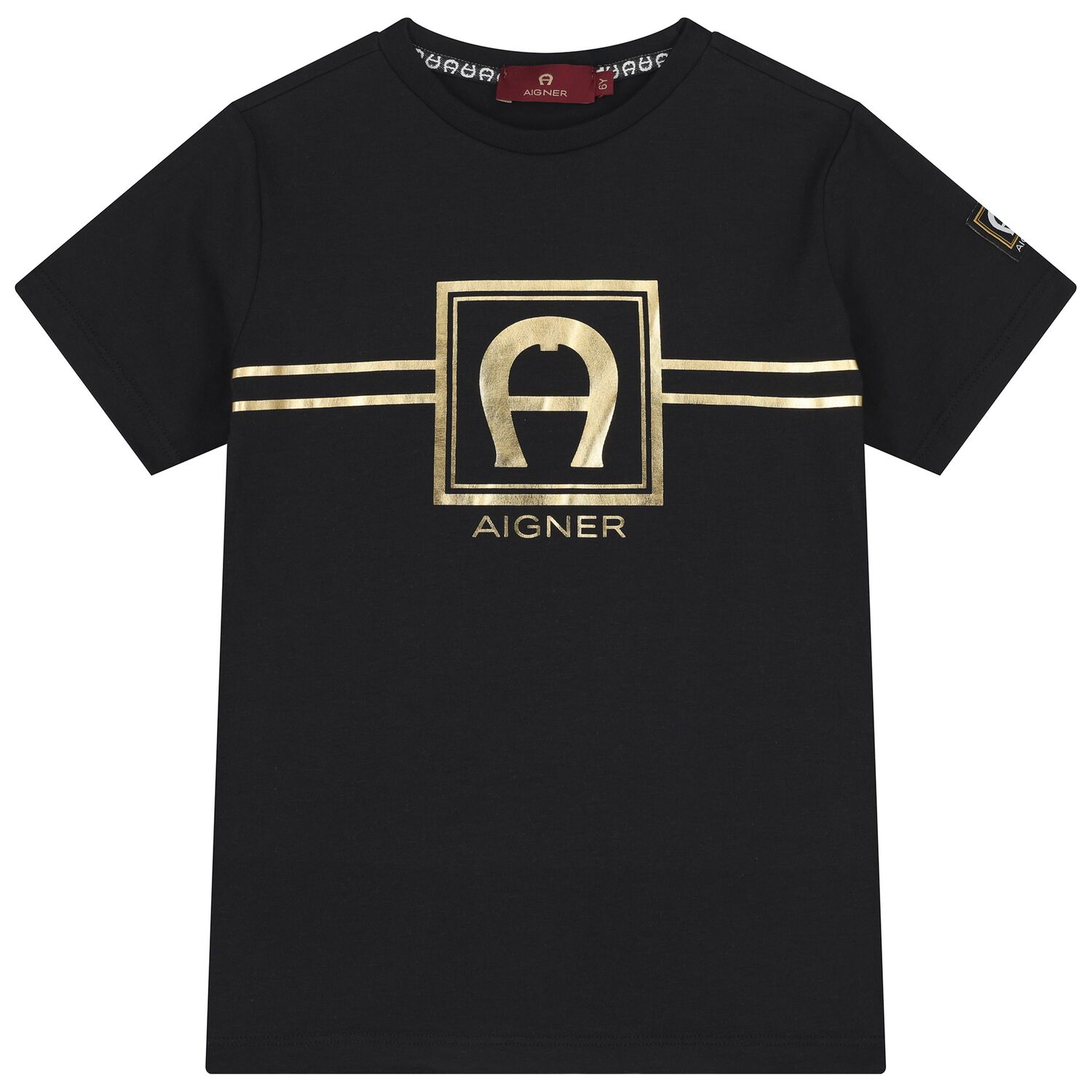 Boys Black & Gold Logo T-Shirt, 2, hi-res