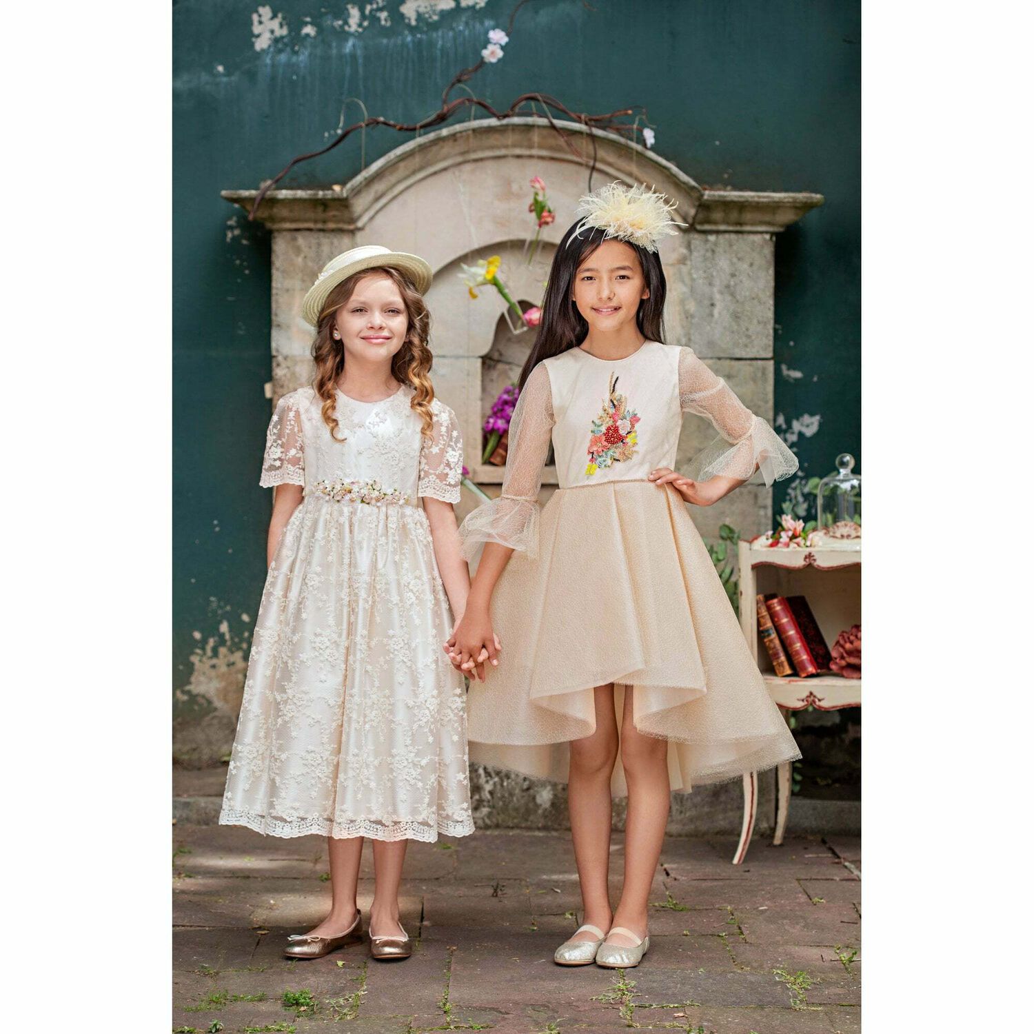 Girls Ivory Tulle Dress, 1, hi-res image number null