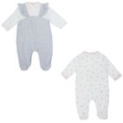 Girls White & Grey Babygrows (2 Pack), 2, hi-res