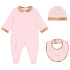 Baby Girls Pink & Beige Geo Map Babygrow Gift Set, 3, hi-res