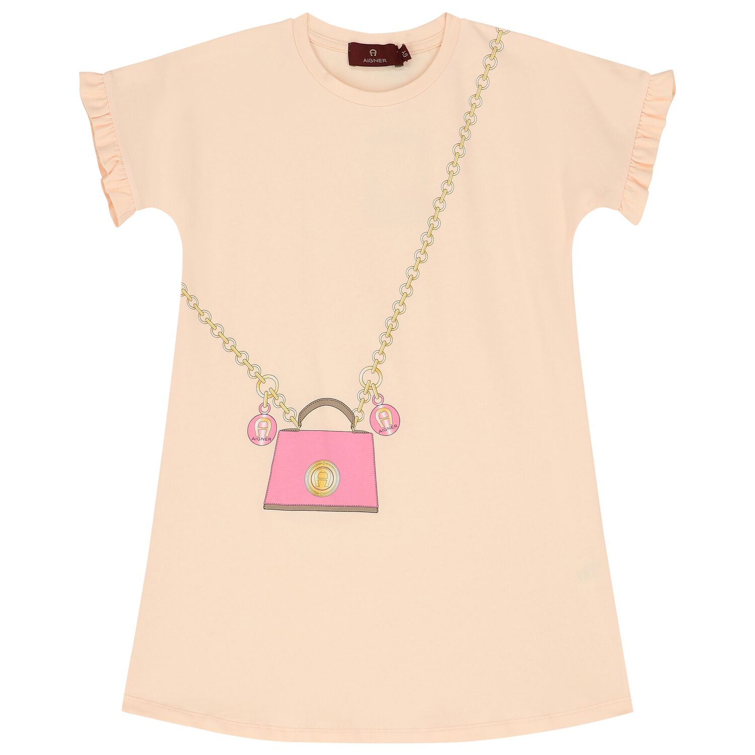 Girls Pink Logo Bag Dress, 2, hi-res