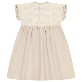 Girls Beige Embroidered Dress