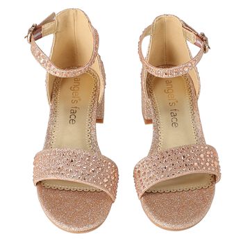 Girls Rose Gold Embellished Sandals