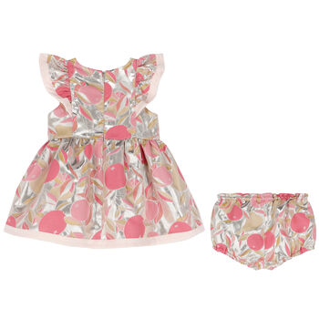 Baby Girls Pink & Silver Jacquard Dress Set