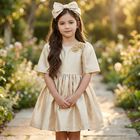 Girls Gold Flower Dress, 1, hi-res