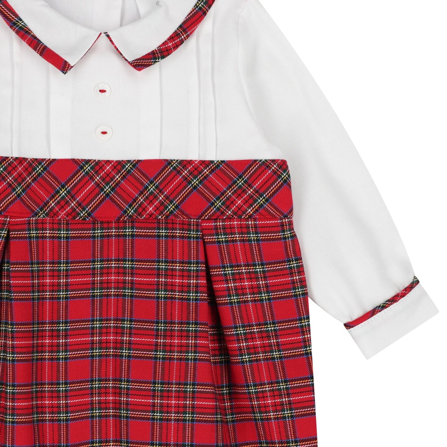 Baby Boys White & Red Tartan Romper, 1, hi-res