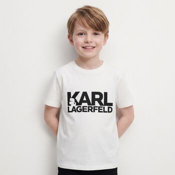 Boys Mini Me White Logo T-Shirt