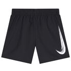 Boys Black Logo Shorts, 1, hi-res