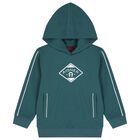 Boys Green Logo Hooded Top, 1, hi-res