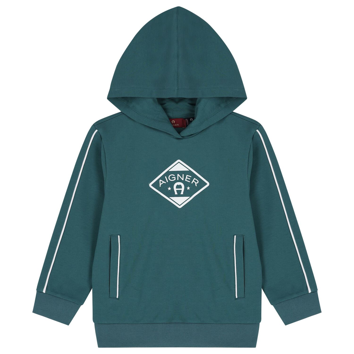 Boys Green Logo Hooded Top, 1, hi-res