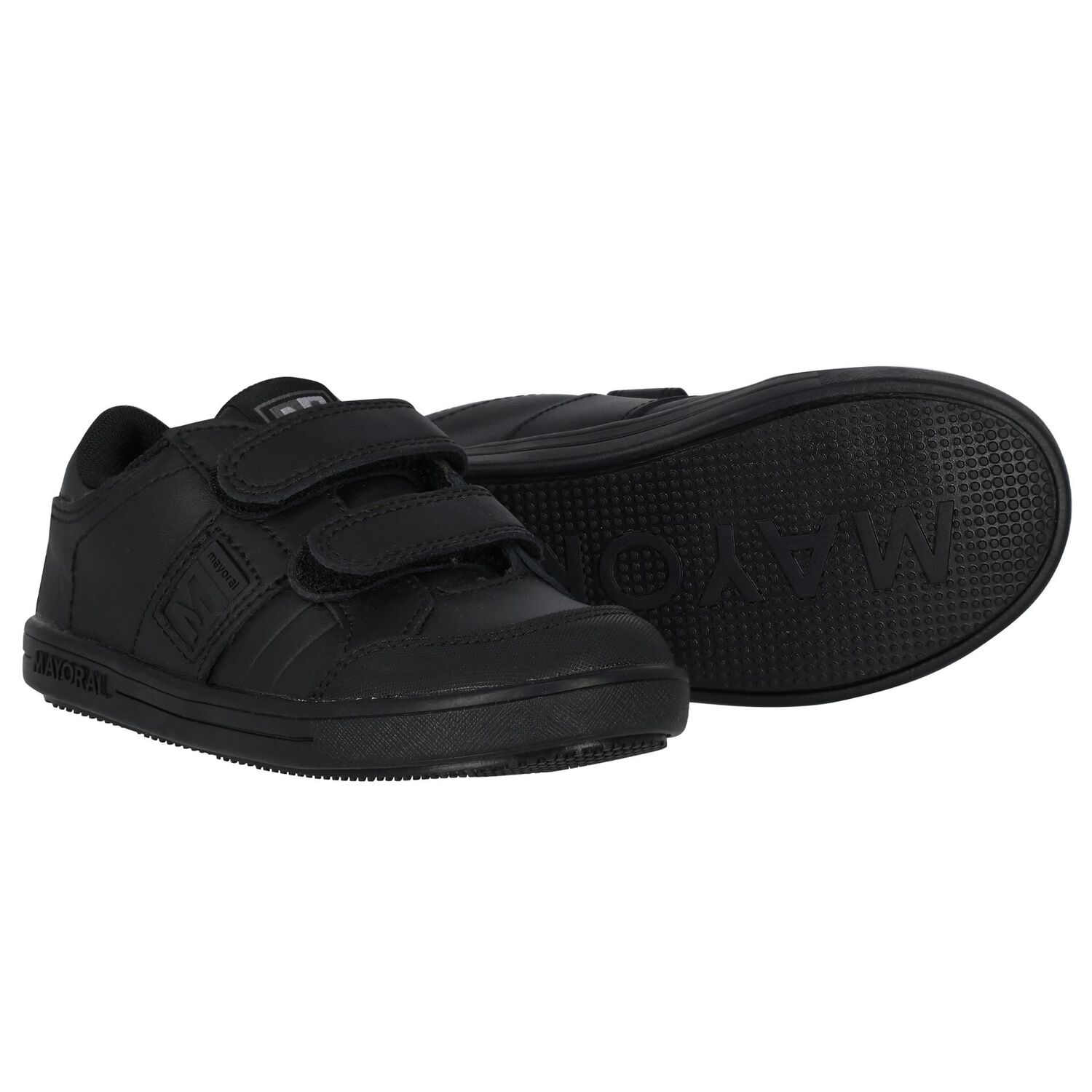 Boys Black Logo Trainers, 1, hi-res
