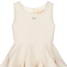 Girls Ivory Embellished Logo Dress, 2, hi-res