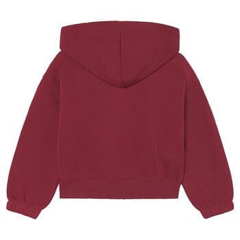 Girls Red Hooded Zip Up Top