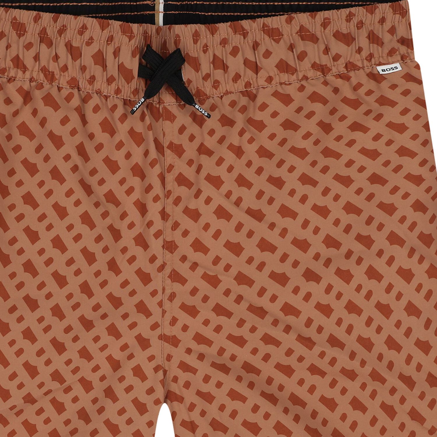 Boys Rust Orange Logo Swim Shorts, 1, hi-res