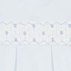 Baby Boys Blue Hand Smocked Romper, 1, hi-res