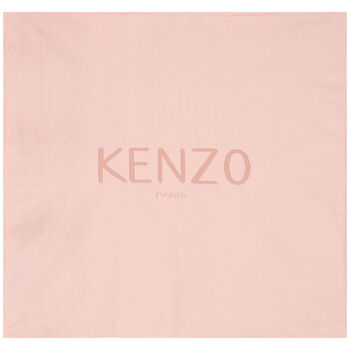 بطانية محبوكة بالشعار باللون الوردي للبنات
