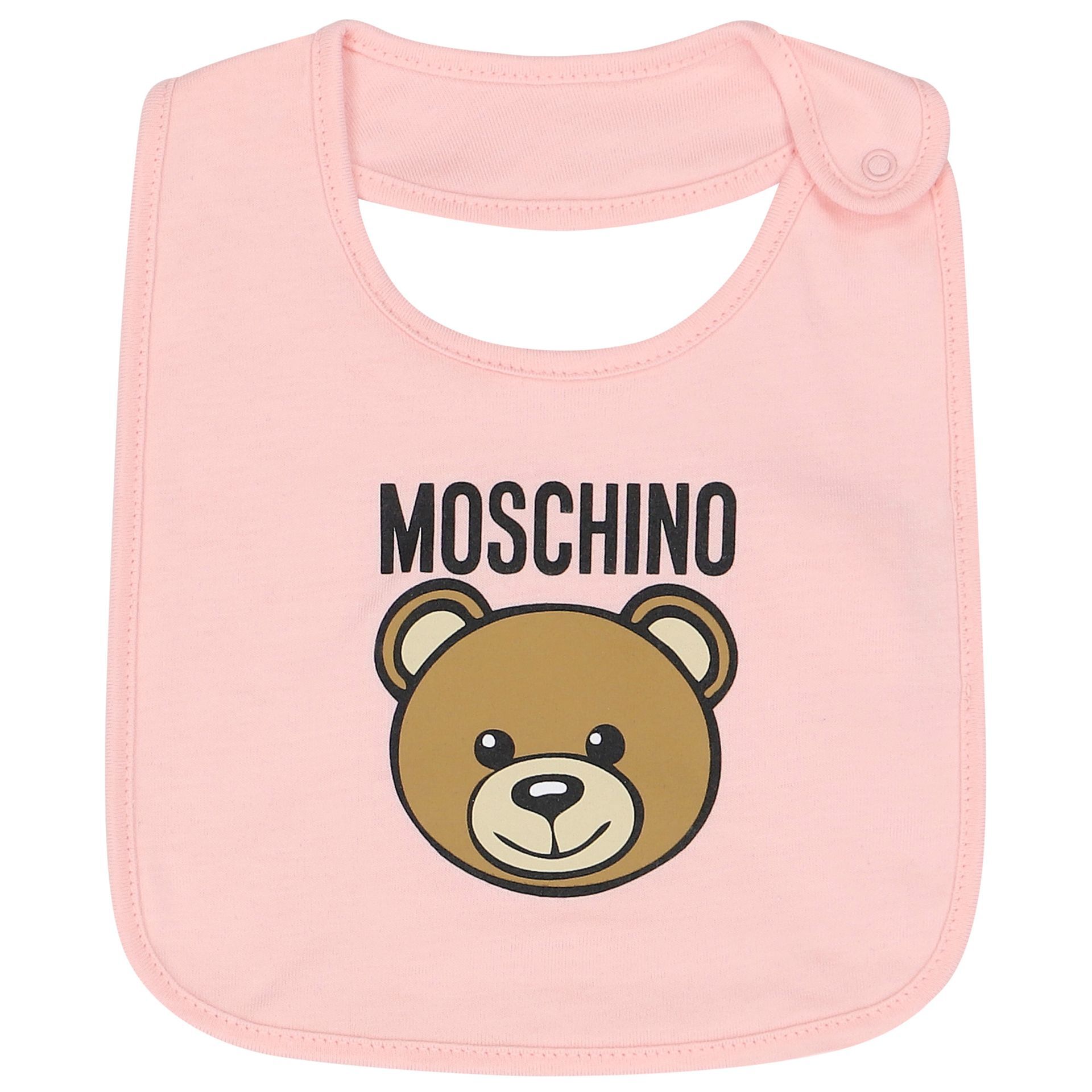 Moschino Baby Girls Pink Teddy Bear Logo Babygrow Gift Set