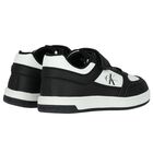 Boys Black & White Logo Trainers, 1, hi-res