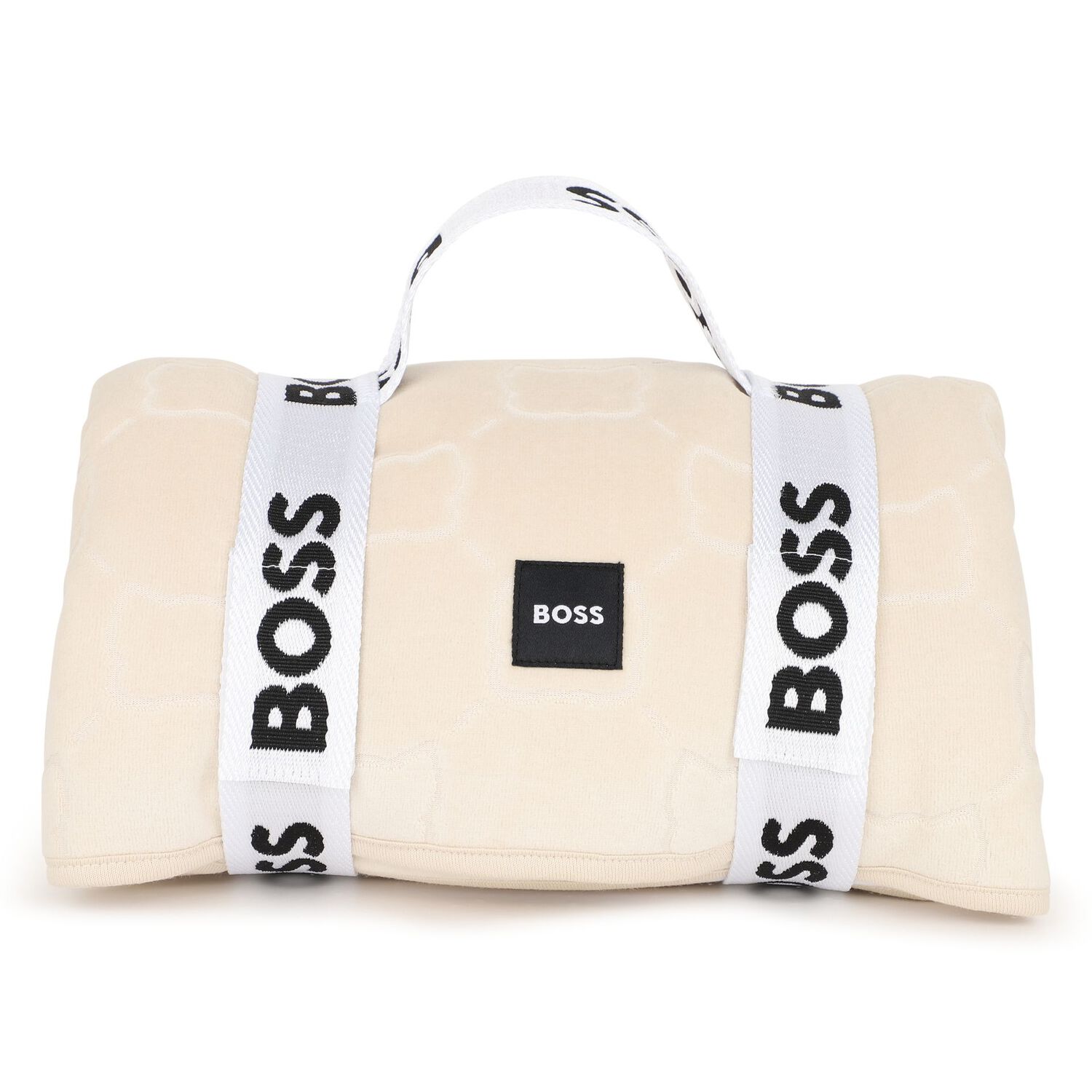 Beige & White Logo Baby Blanket, 1, hi-res