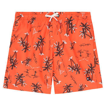 Boys Orange Logo Swim Shorts