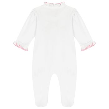 Baby Girls White & Pink Roses Babygrow