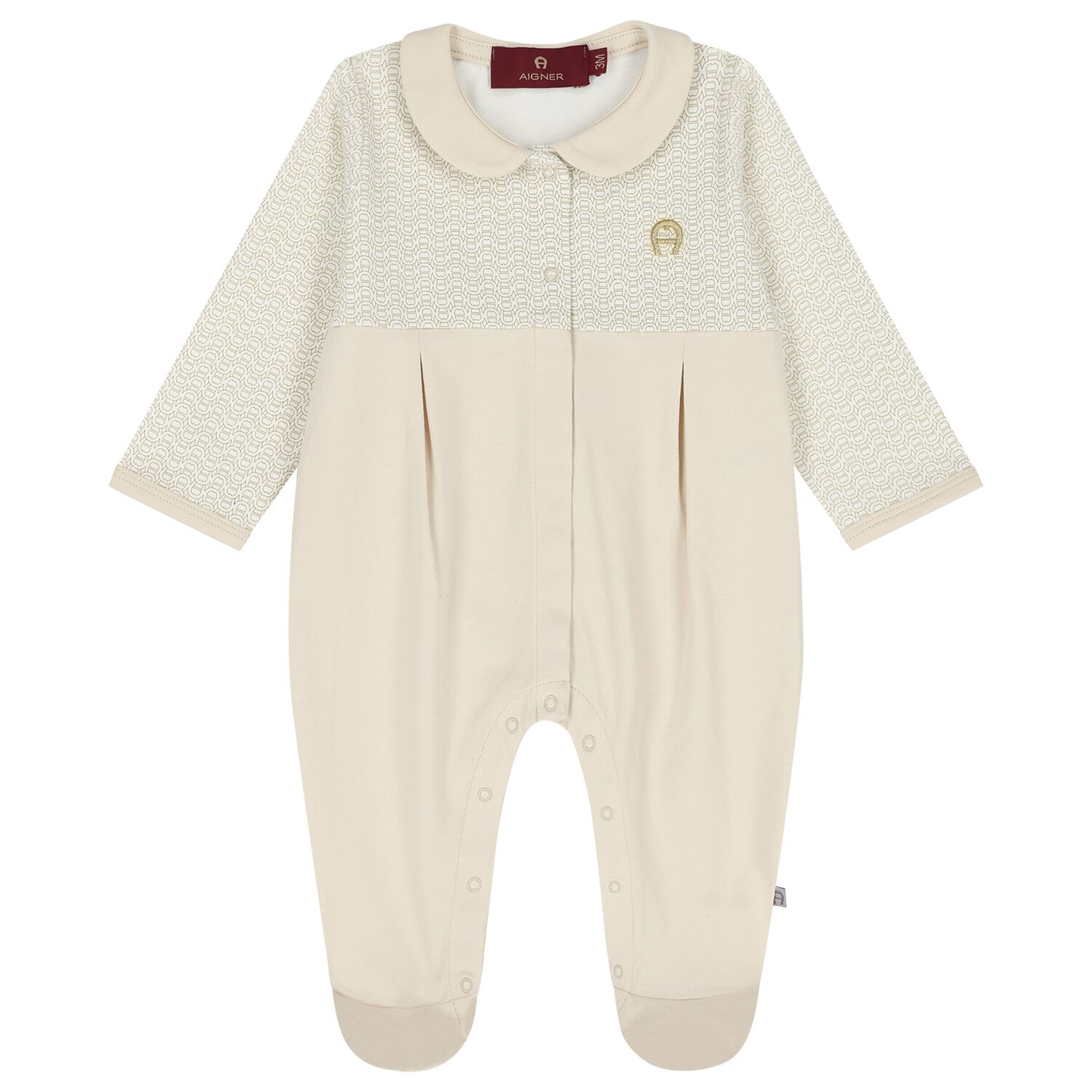 Ivory & Beige Logo Babygrow, 1, hi-res