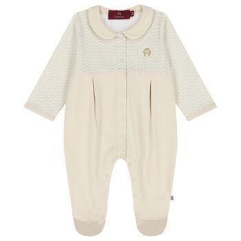 Ivory & Beige Logo Babygrow