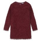 Girls Burgundy Metallic Fringed Dress, 3, hi-res