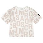 Boys White & Beige Logo T-Shirt, 1, hi-res