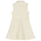 Girls Ivory & Beige Logo Dress, 1, hi-res
