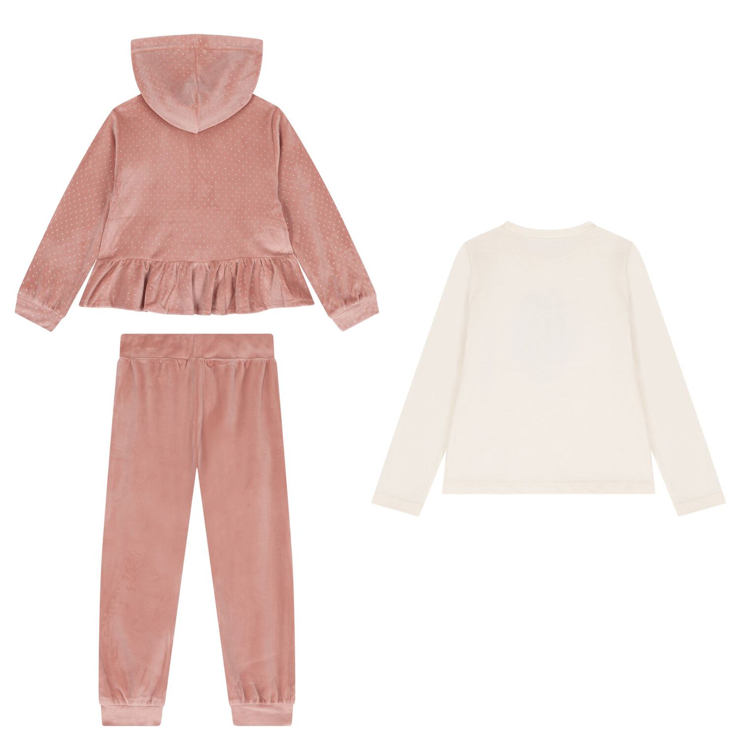 Girls Pink Velour Tracksuit Set  ( 3 Piece ), 2, hi-res