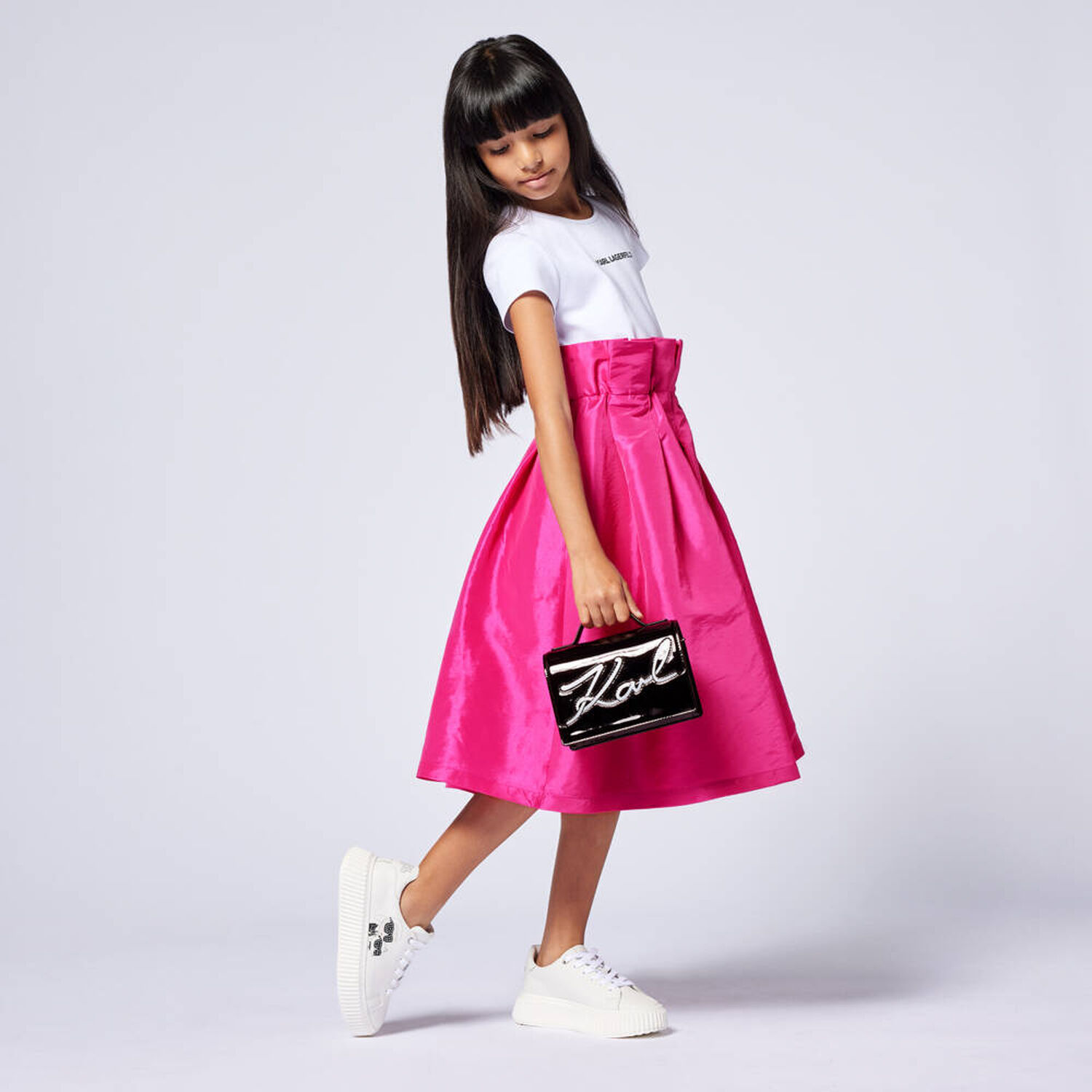 Girls White Ikonik Leather Trainers, 1, hi-res image number null