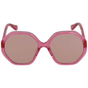 نظارة شمسية بنات بشكل سداسى باللون الوردي