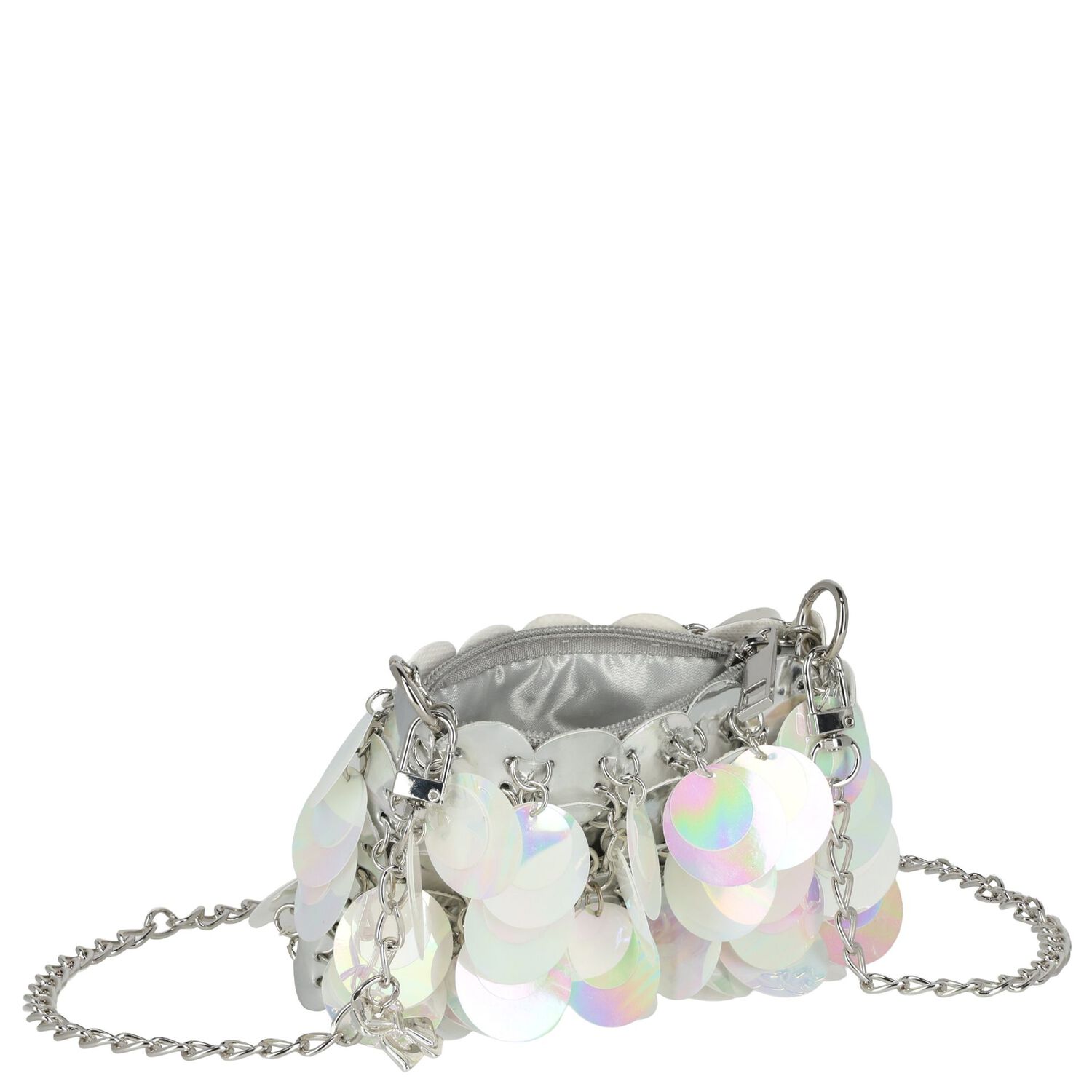 Girls Silver & Iridescent Sequin Bag, 1, hi-res