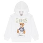 هودي توب بالشعار دب تيدي باللون الأبيض للبنات, 1, hi-res