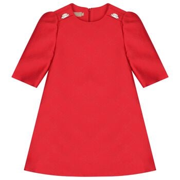 Girls Red Logo Jacquard Dress