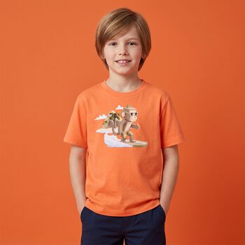 Boys Orange Monkey T-Shirt