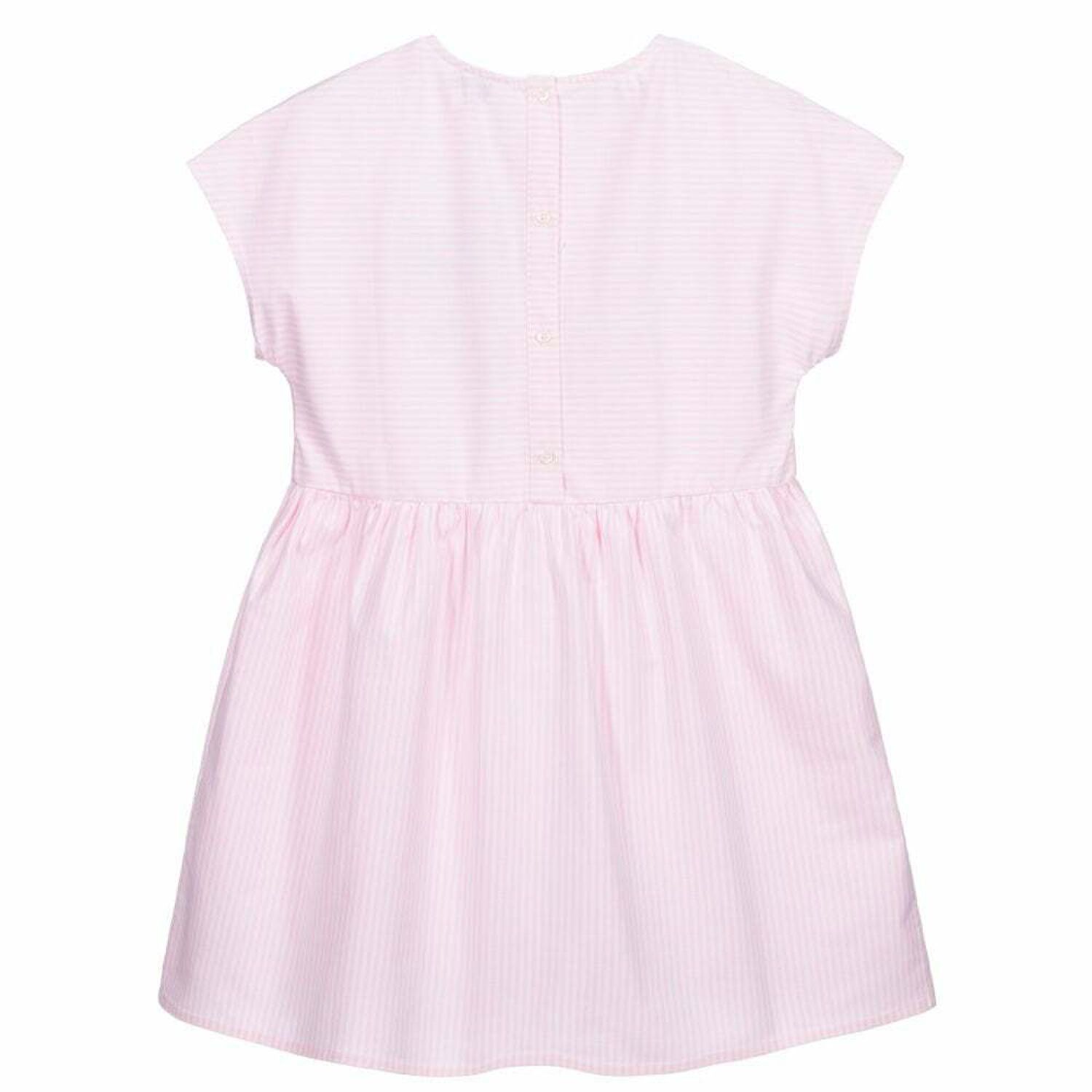 Girls Pink & White Striped Dress, 1, hi-res
