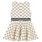 فستان بنات بفيونكة باللون البيج , 1, hi-res