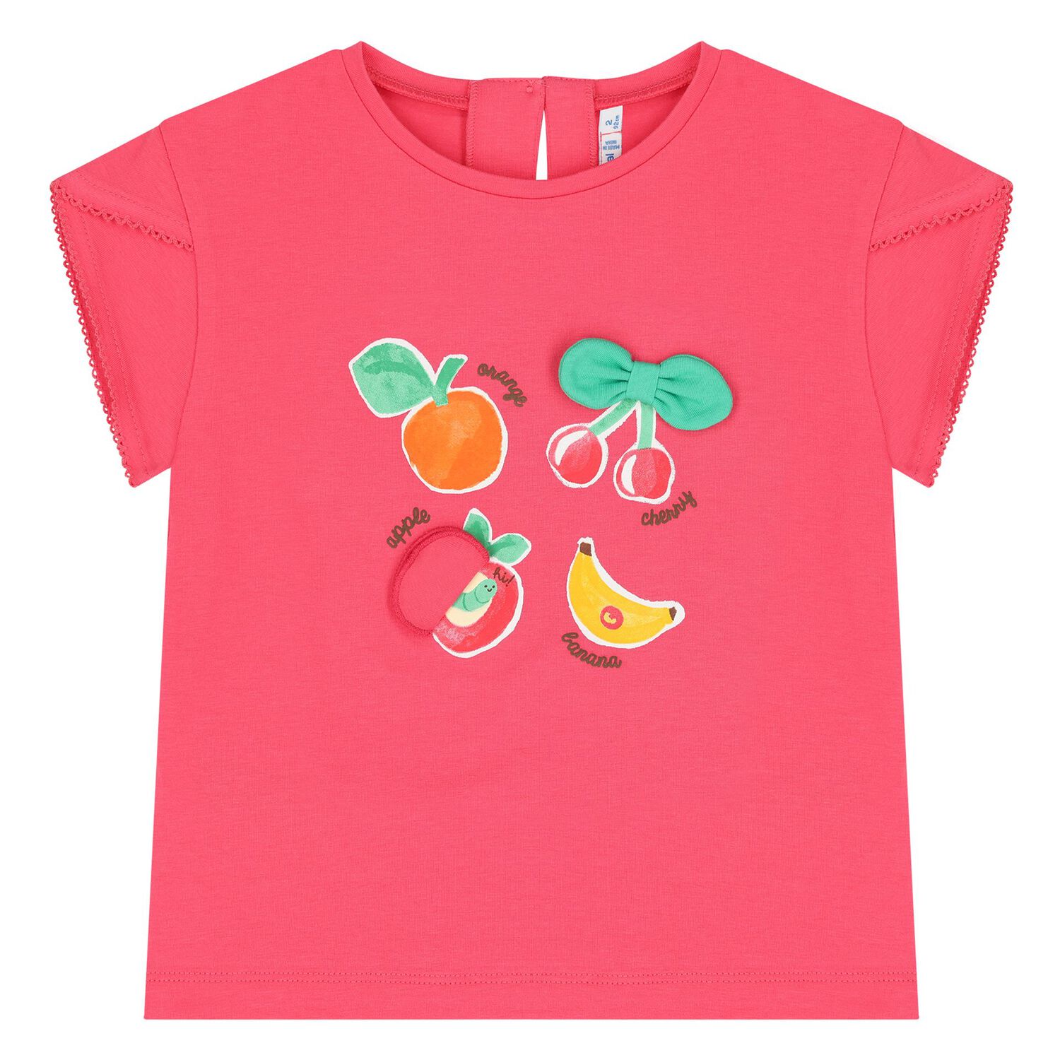 Younger Girls Pink Fruits T-Shirt, 1, hi-res