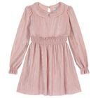 Girls Pink Ruffle Plissé Dress , 2, hi-res