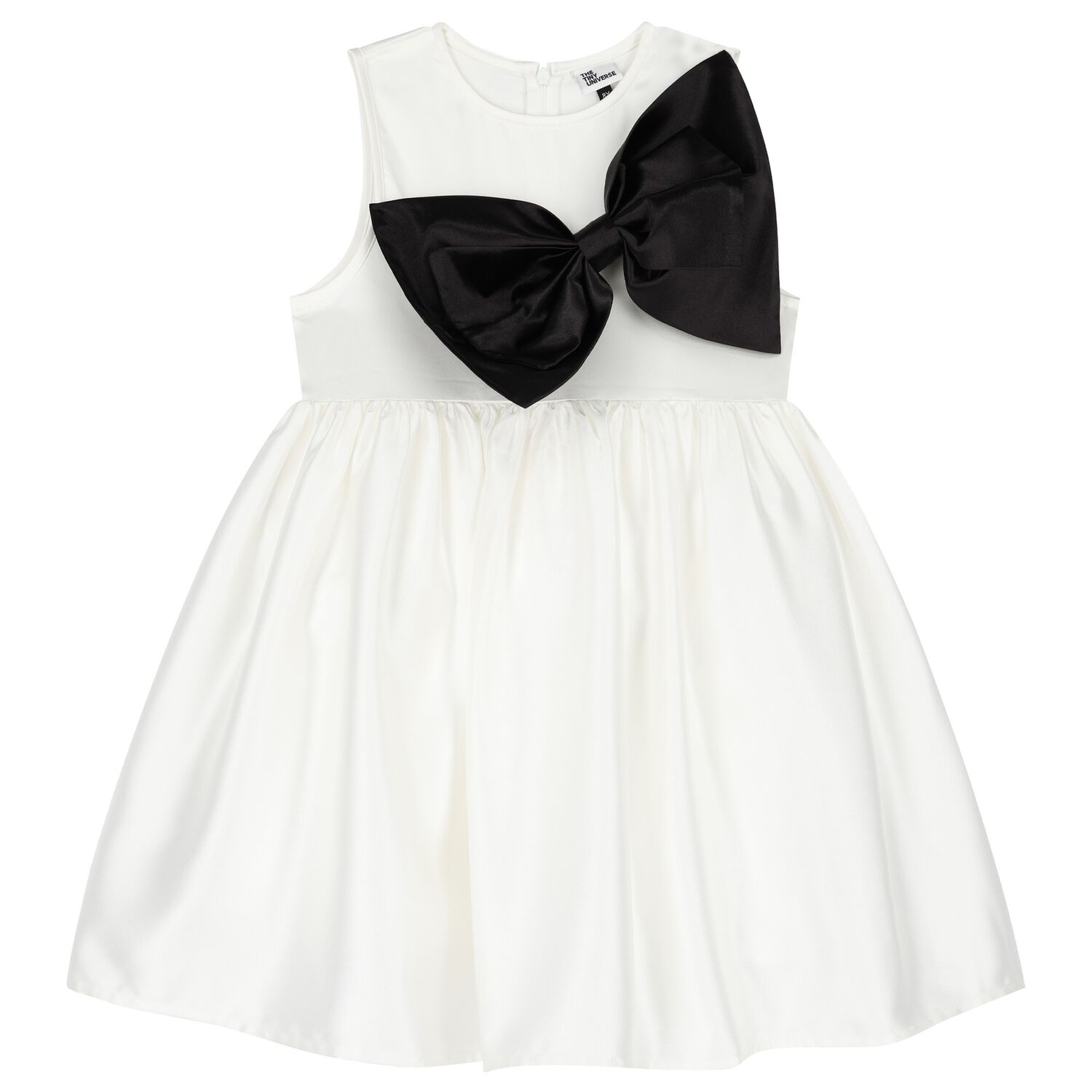 Girls White & Black Bow Dress, 1, hi-res image number null